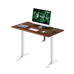 ErgoYou - Manual Height Adjustable Table 47 x 23.5 inches - 2 Stage with Smooth Hand Crank - Ergonomic Standing Computer Desk- 80 Kg Max weight capacity - M8 Series - Imported Walnut Table Top