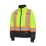 Pioneer High Visibility Reflective Insulated Freezer Jacket - Hi Vis Men’s Work Jacket - Quilted– Gusseted Action Back – Yellow/Green