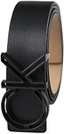 Calvin Klein Men's Casual CK Monogram Cut Out Buckle Belt, Double Black, Medium (34-36)