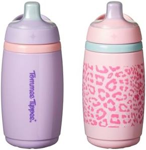 Tommee Tippee Active Spout Toddler Cups, 9 oz, Insulated Sippy Cups For Toddlers 1-3, Silicone Spout, Leak-Proof Valve and Handle, Pink and Purple, Pack of 2