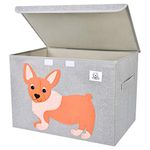 CLCROBD Foldable Large Kids Toy Chest with Flip-Top Lid, Collapsible Fabric Animal Toy Storage Organizer/Bin/Box/Basket/Trunk for Toddler, Children and Baby Nursery (Dog)