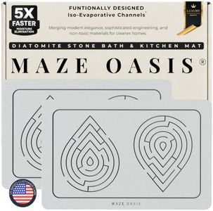MAZE OASIS - 5X Faster Drying - Premium Bathroom Mat Set (2 Pack) [The Dry Home System] – Stone Bath Mats for Bathroom & Dish Drying Mat Stone – Non Slip Diatomaceous Earth – Zen Sterling