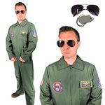 Rubber Johnnies Adult Men's Top Pilot COSTUME Captain Flight Suit Gun Attendant Fancy Dress Aviator M/L