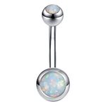 14g Fire Opal Belly Button Rings 316l Surgical Stainless Steel Belly Navel Ring Body Jewelry Piercing (White)