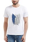 SXV Printed Black and White Cotton Tshirt for Men and Women: Attack ON Titan AOT (White, X-Large, x_l)