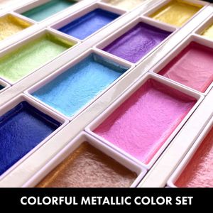 Kuretake Gansai Tambi 24-Color Glitter Watercolor Paint Set