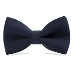 Classic Pre-Tied Bow Tie for Children & Adults Solid Color Adjustable Bowtie Gabardine Material（Dark Navy blue）