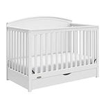 Graco Bellwood 5-in-1 Convertible Crib with Drawer (White) - GREENGUARD Gold Certified, Full-Size Storage Drawer, Converts to Toddler Bed and Full-Size Bed