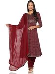 RAJMANDIRFABRICS Women Rayon Kurta Pant with Dupatta Set(PK1018081-S_Brown_S)