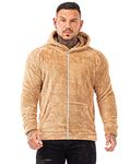 GINGTTO Men's Fleece Jackets & Coats Full Zip up Khaki Hoodie Furry Mens Sherpa Pullover Hoodies Zip XXL