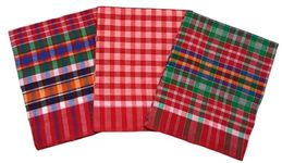 Cotton Checks Gamcha, Large XXXL Size, Multicolor, Set of 3 (Pattern 2)