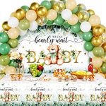 Bear Baby Party Shower Decorations Bear Baby Party Decor Kit We Bearly Wait Backdrop Bear Tablecloth Balloons Arch Bear Theme Party Supplies for Kids Baby Birthday Shower, 61 Pcs