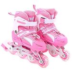 Sevriza® Colorfull Inline Skates, Multi Adjustable Inline Roller Skates for Kids, Teens and Adults, Unisex Outdoor Skating Shoes Roller Blades with Featuring Wheels for Skating. (Multi Color) (Pink)