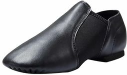 VINGT ANS Genuine Leather Slip-on Jazz Shoes (Black, us_Footwear_Size_System, Adult, Women, Numeric, Medium, Numeric_8)