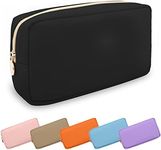 Waterproof Small Makeup Bag Pouch for Purse,Nylon Travel Toiletry Storage Bag Cute Preppy Cosmetic Bag for Women Girl,Waterproof Makeup Organizer Bag Skincare Bag Purse with Zipper(Small-Black)