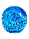 Pfronten Dream Ball 243 Large (9 cm) White Blue Wave Glow-in-the-Dark Paperweight Glass Ball Paper Weight