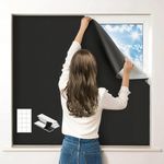 Blackout Blinds 200x148cm, 100% Blackout Curtain for Window with 12 Hook & Loops, Portable Blackout Shades Film for Bedroom, Cut to Size, Nursery Blinds for Baby Travel, Temporary & Permanent Use