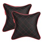 AUTOFIT Premium Black and Red Double Quilted Car Cushion Set of 2 Universal for All Cars