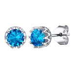 December Birthstone Womens Blue Crystal Cubic Zirconia Earrings Gifts 925 Sterling Silver Hypoallergenic Stud Earrings