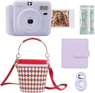 POPOTO Instant Camera with Bucket Bag, Mini 12 Instant Camera Decoration Stickers, Frames, Photo Album and More Accessory kit - Purple