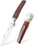 BEAR & SON – Manual Flipper Knife 3.38" D2 Tool Steel Blade | Cocobola Wood Handle Pocket Knife for Everyday Carry | Lightweight Folding EDC with Clip Point Blade | USA Made CB21 Rancher Sideliner