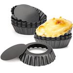 Cyimi 12 pcs Egg Tart Molds, 3" Mini Tart Pans Removable Bottom, Cupcake Cake Muffin Mold Tin Pan Baking Tool, Reusable Quiche Bakeware Carbon Steel for Pies, Quiche Bakeware, Cheese Cakes, Desserts