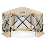 Hike Crew 6-Panel Pop-Up Screen House Gazebo 140x140 Inch – Instant Setup 6-Sided Hub Tent UV Resistant (SPF 50+) Fits 9 People Heavy Duty 210D Material – Includes Carry Bag & Ground Stakes