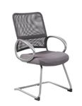 Boss Office Products B6419-CG Mesh Back Guest Chair with Pewter Finish in Charcoal Grey