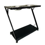 RATISON Beauty Parlour Salon Cutting Barber Double Manicure Padicure Trolley with Wheels and 2 Bowl Heavy Duty Trolley (Black) Z Type