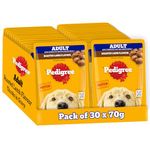Pedigree Adult Wet Dog Food, Roasted Lamb Flavour Chunks in Gravy, 70 g (Pack of 30), Made with Real Meat Protein, 100% Complete & Balanced Meal for Adult Dogs
