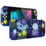 eXtremeRate Back Plate for Nintendo Switch Console, NS Joycon Handheld Controller Housing Shells with Full Set Buttons, DIY Replacement Shell for Nintendo Switch - Splattering Paint