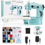 Magicfly Mini Sewing Machine with Extension Table, Dual Speed Portable Sewing Machine for Beginners with Light, Sewing Kit for Household Use, Blue