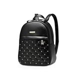 NICOLE&DORIS Womens Backpack Fashion Rucksack Ladies Shoulder Bag with Rivet Lightweight Lattice Casual Daypack PU Leather Black