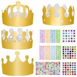 Fowecelt Party Hats Paper Crown Kids Paper Crowns for Kids, Birthday Party Hats for Adults, Gold Crown Crafts for Boys Girls, DIY Crown Kit for Children Decoration