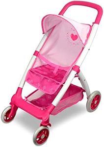 Poussette Parapluie de poupée, ANIVIA Toys Poussette de poupée pour Tout-Petits avec Panier et Roues muettes, idéale pour Les poupées jusqu'à 18" Rose