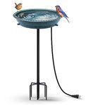 BIRD WISH Heated Bird Bath, Stable 5-Prong Metal Base Thermostat Control Weather Resistance All Seasons Available 75W Heated Bird Baths for Outdoors for Winter Garden Yard Patio Lawn, Spotted Green