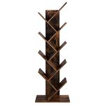 VASAGLE Tree Bookshelf, 9-Tier Floor Standing Bookcase, Space-Saving Corner Shelf, with Wooden Shelves for Bedroom, Living Room, Home Office, Rustic Brown LBC11BX