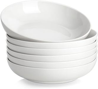 MALACASA 8.85" Large Pasta Bowls, 42 OZ White Salad Bowls Soup Bowls, Porcelain Serving Bowls Set of 6, Large Kitchen Bowl Plates Pasta Plates, Microwave & Dishwasher Safe, Series REGULAR
