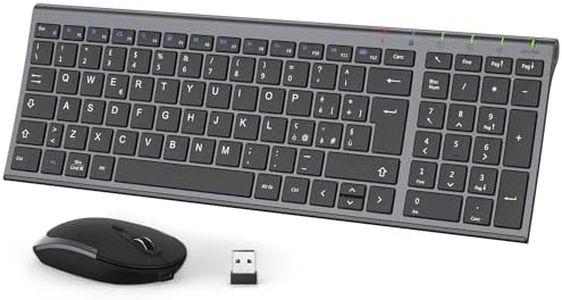 iClever Tastiera e Mouse Wireless - Tastiera e Mouse Portatili Wireless 2.4G, Batteria Ricaricabile Design Ergonomico Dimensioni Regolari Sottile Connessione Stabile DPI Regolabile (Grigio e Nero)