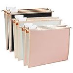 Y YOMA 6 Pack Rose Gold Hanging File Folders with Pocket Letter Size Decorative File Folder Cute Pretty Hanging Folder for Office Home School with 1/5-Cut Adjustable Tabs, Inner Storage Pockets