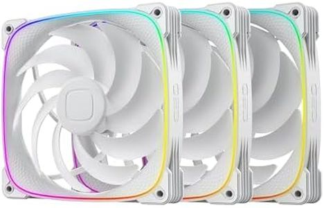 Geometric Future Squama 2503 RGB PWM Fan - 140mm - 3 Pack – Performance & Silent Balance - Dual Lighting Loop - 5V 3pin addressable RGB - 4pin PWM - White(GEO-S2503W-14T)