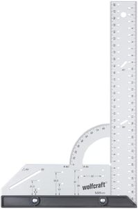 wolfcraft Universal Angle 5205000 / Protractor with 300 mm Side Length for Precise Marking and Drawing with 90° Stop Angle and Removable Angle Rail