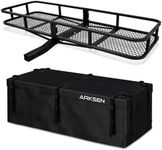 ARKSEN 60 x 24 x 6 Inch Angled Cargo Rack Carrier with 500D PVC Waterproof Cargo Bag 500 Lbs Heavy Duty Capacity Tow Hitch, Luggage Storage Basket for Camping or Traveling, SUV, Pickup Truck or Car