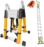 20FT Telescoping Ladder w. Stabilizer/Wheels/Cargo Hold,Adjustable Folding Extension Ladder A Frame 8+8 Foot Step Ladders for Home,Portable Aluminum Type 1A Ladder for Industrial,330lbs Capacity