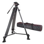 VILTROX 74"/188cm Video Camera Tripod Professional Heavy Duty Tripod with Fluid Drag Head and QR Plate, Aluminum Twin Tube, for Canon Nikon Sony and Other DSLR Camera Camcorder, Max Loading 22lb/10kg