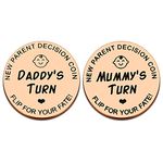 New Baby Gifts for Mom Daddy Funny Parent Decision Coin for Women Men Pregnancy Mothers for First Time Moms Dads Christmas Birthday Present Mummy to Be Double-Sided