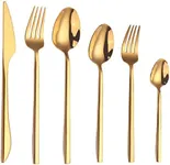 RIS LAN 72 Pieces Silverware Set, Matte Gold Cutlery Set for 12 Persons Service, Household and Restaurant Stainless Steel Cutlery Set, Dishwasher Safe (72, gold)