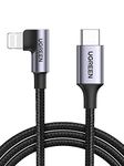 UGREEN USB-C to Lightning Cable Right Angle 90 Degree 3FT MFi-Certified Nylon Braided Fast Power Delivery Fast Charging Cable for iPhone 11 Pro Max X XS XR XS Max 8 Plus and More