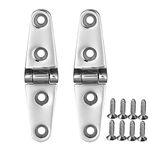 YUSOVE Boat Strap Hinges 4" x 1" 316 Stainless Steel Hinge,Marine Heavy Duty Deck Cupboard Hinge,Cabinet Hatch Hardware,Pack of 2