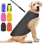 Yfbrite Waterproof Dog Coat - Lightweight Dog Raincoat Adjustable Dog Vest Reflective Pet Jacket Warm Dog Cloth for All Breeds Sizes (Gray, Large)